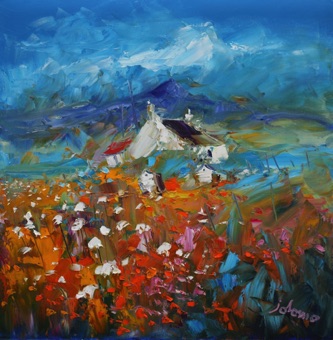 Wild flowers and beehives Isle of Mull 20x20